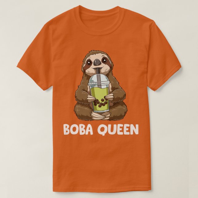 Camiseta Kawaii Bubble Tea Queen - Sloth Boba Tea 1202 (Frente do Design)