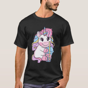 Camiseta Kawaii Bubble Tea Unicorn Boba Tea Para Leite Te