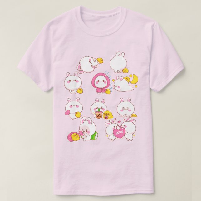 Camiseta Kawaii Bunnies (Frente do Design)