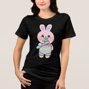 Camiseta Kawaii Bunny Hora da Escovação