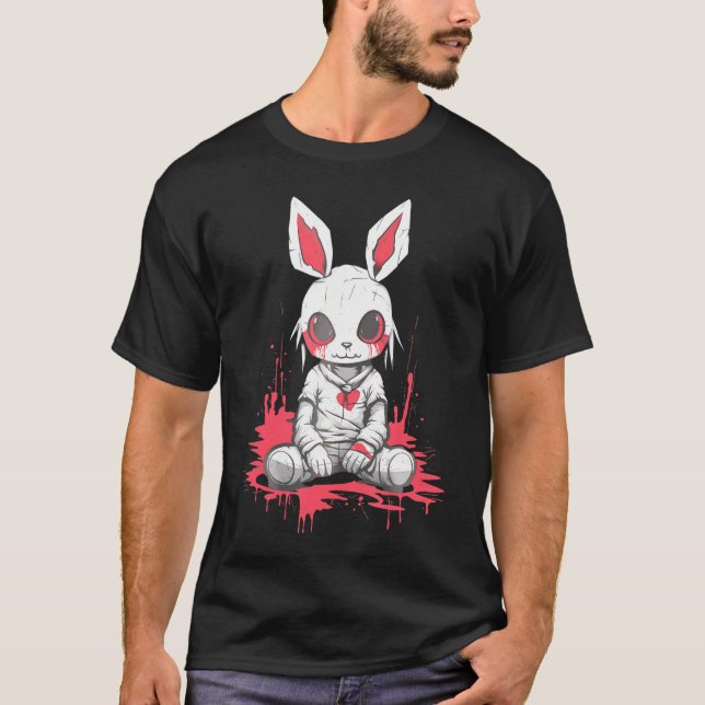 Camiseta Kawaii Bunny Otaku Anime Emo Rabbit Doll (Frente)