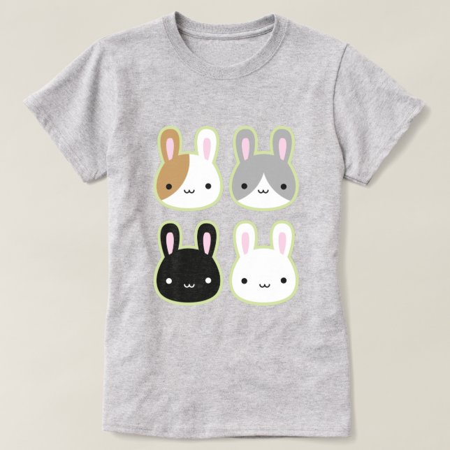 Camiseta Kawaii Bunny Rabbits (Frente do Design)