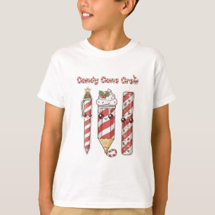 Camiseta Kawaii Candy Cane Crew   Escola de Natal Bonita