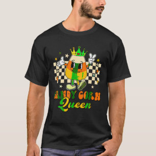 Camiseta Kawaii Candy Corn Queen Funny Groovy Halloween Cos
