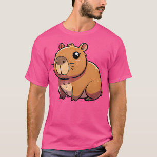 Camiseta Kawaii Capybara Cute Chubby Rodent Com Nariz Grand