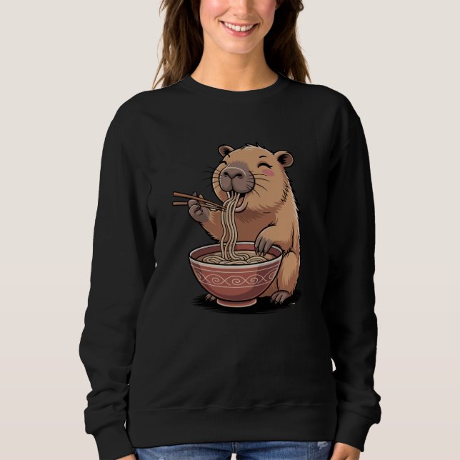 Camiseta Kawaii Capybara Eating Ramen Funny Japanese Noodle (Frente)
