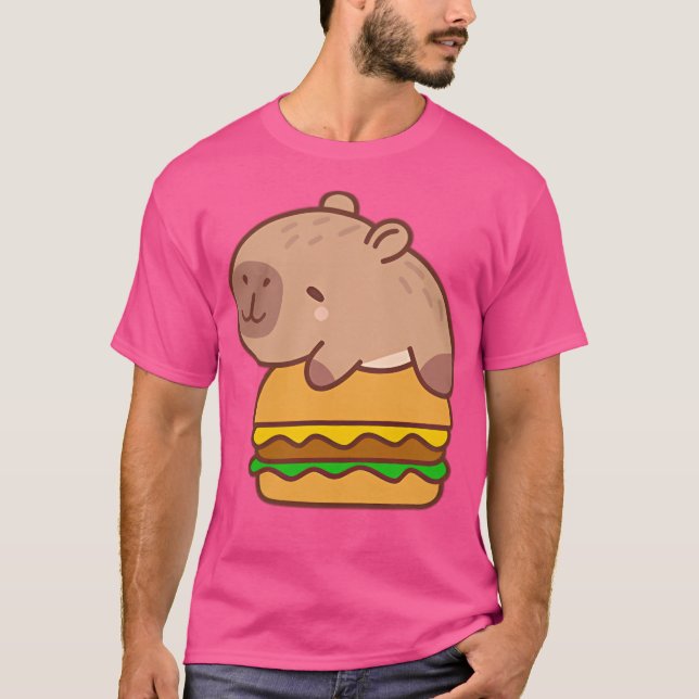 Camiseta Kawaii Capybara Em Uma Design De Burger (Frente)