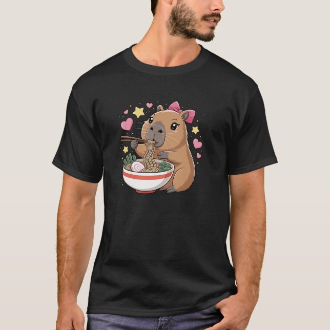 Camiseta Kawaii Capybara Ramen Cute Capy Comida Kids Gi (Frente)