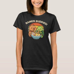 Camiseta Kawaii Capybara Tartaruga Ramen Amigos Macarrão Re