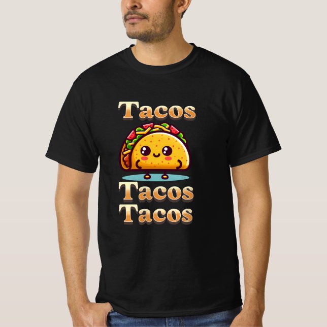Camiseta Kawaii Cartoon Tacos (Frente)