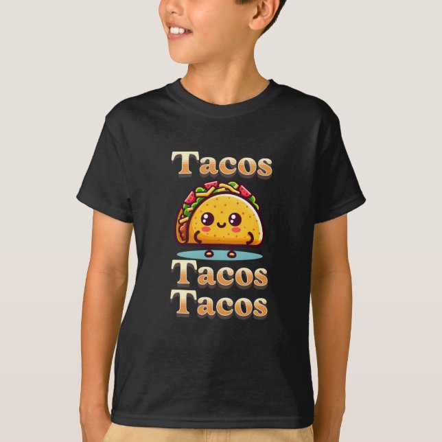 Camiseta Kawaii Cartoon Tacos (Frente)