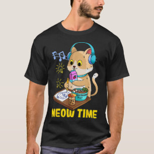 Camiseta Kawaii Cat ama Ramen Bubble Tea Music e Manga