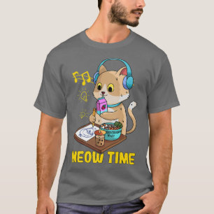 Camiseta Kawaii Cat ama Ramen Bubble Tea Music e Manga
