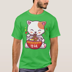Camiseta Kawaii Cat ama Ramen Marinheiros Gatinhos