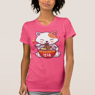 Camiseta Kawaii Cat ama Ramen Marinheiros Gatinhos