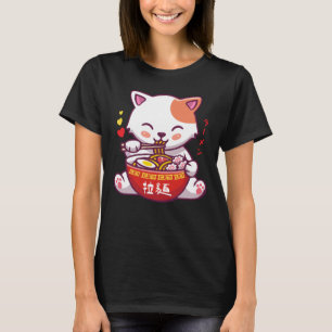 Camiseta Kawaii Cat ama Ramen  Ramen Gatinho 