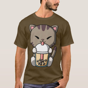 Camiseta Kawaii Cat Boba Milk Tea Bubble Tea Anime Premium