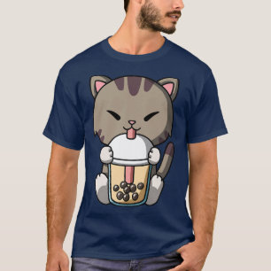 Camiseta Kawaii Cat Boba Milk Tea Bubble Tea Anime Premium