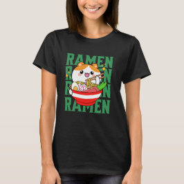 Camiseta Kawaii Cat comendo Ramen
