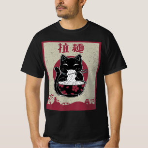 Camiseta Kawaii Cat Negra Japonesa Anime Negra Gift Girls O