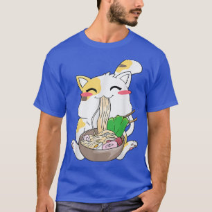 Camiseta Kawaii Cat Ramen Anime Comida Japonesa Garota-Pres