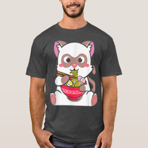 Camiseta Kawaii Cat Ramen Anime Neko Teenagers 800