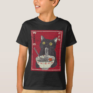 Camiseta Kawaii Cat Ramen Japonês Comida Engraçada Animes R
