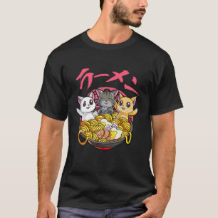 Camiseta Kawaii Cat Ramen Neko Japonês Noodle Anime Cat Lo