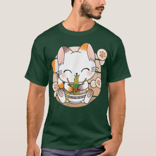 Camiseta Kawaii Cat Ramen Noodles Otaku Japanese Anime Neko