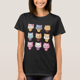 Camiseta Kawaii Cat Sorvete Doce Comida Lover