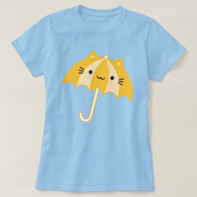 Camiseta Kawaii Cat Umbrella (Frente do Design)