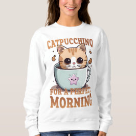 Camiseta Kawaii Catpuccino para uma manhã perfeita