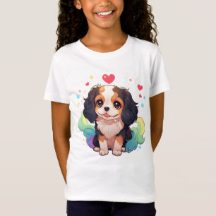 Camiseta Kawaii Cavalier King Charles Pastel Rainbow Tail