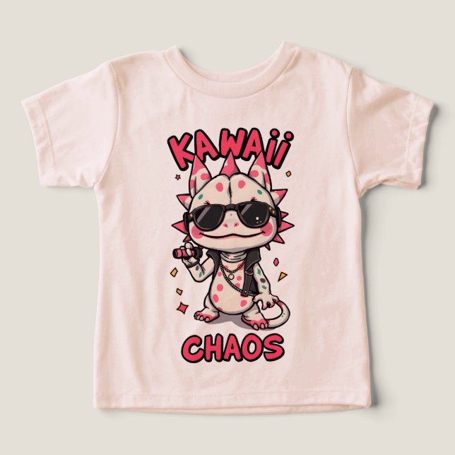 Camiseta Kawaii Chaos Cool Axolotl Sunglasses LeatherJacket (Design frontal)