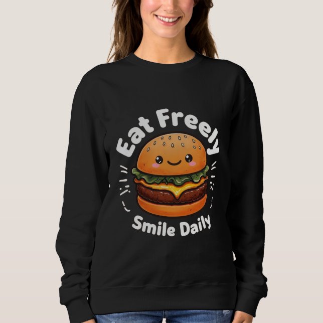 Camiseta Kawaii Cheeseburger - Coma Livremente, Sorria Diar (Frente)
