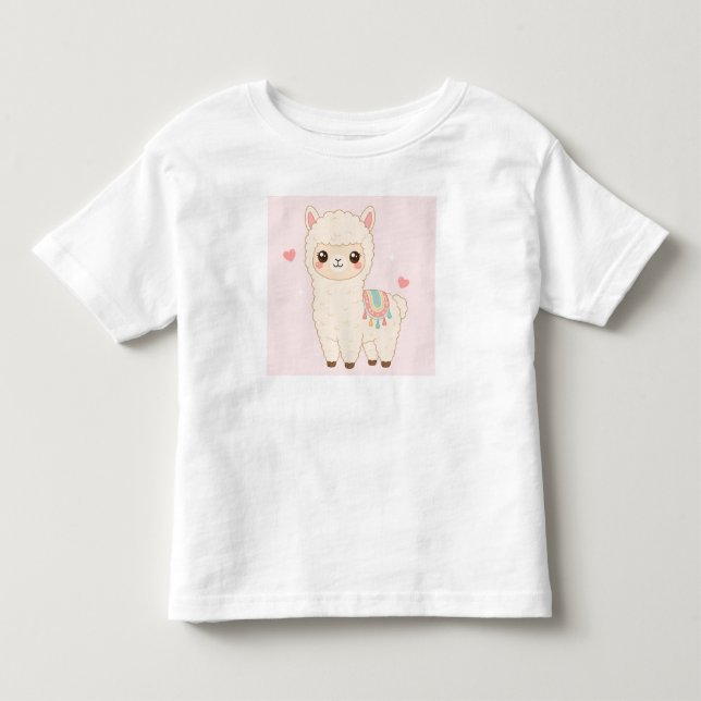 Camiseta Kawaii Chibi Alpaca Llama Fofa (Frente)