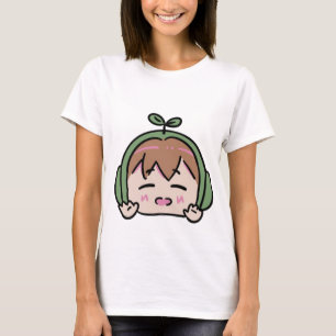 Camiseta Kawaii Chibi Cabeça Folha De Cabeça