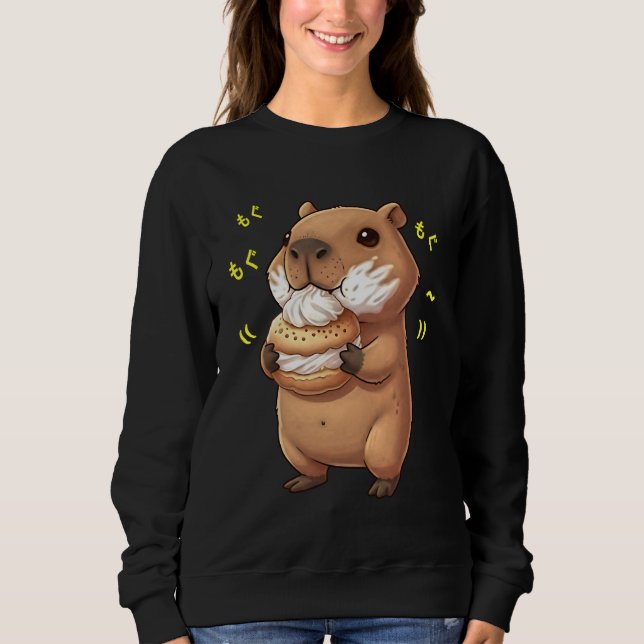Camiseta Kawaii Chibi Capybara Munching Happily Funny Water (Frente)