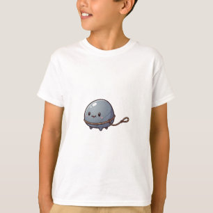 Camiseta Kawaii Chibi Pet Rock Caminhando na Coleira Crianç