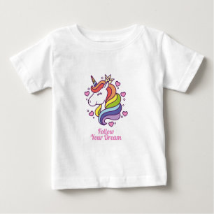 Camiseta Kawaii Colorful Rainbow Unicorn Dreams