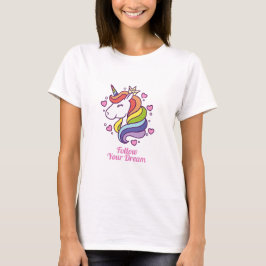 Camiseta Kawaii Colorful Rainbow Unicorn Dreams