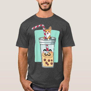 Camiseta Kawaii Corgi Anime Bubble Tea Puppy Lover Dog Japa