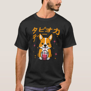 Camiseta Kawaii Corgi Boba Bubble Tea Anime Gift Meninas