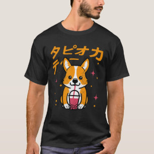 Camiseta Kawaii Corgi Boba Bubble Tea Anime Gift Meninas