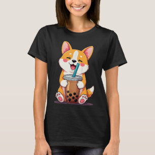 Camiseta Kawaii Corgi Bubble Tea