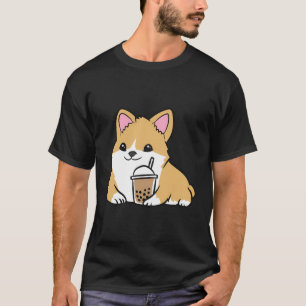 Camiseta Kawaii Corgi Bubble Tea Cute Welsh Corgi Pearl Mil