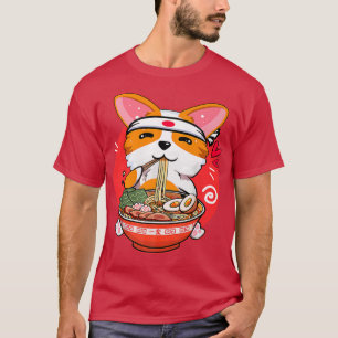 Camiseta Kawaii Corgi Corgi Ramen Japonês Manga Anime Gift