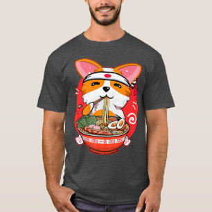 Camiseta Kawaii Corgi Corgi Ramen Japonês Manga Anime Gift