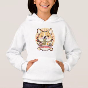 Camiseta Kawaii Corgi Eating Ramen - Comida de Cachorro de 