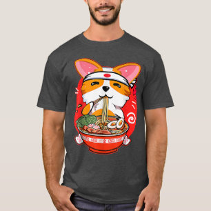 Camiseta Kawaii Corgi Ramen Cute Manga Anime Japonês Presen